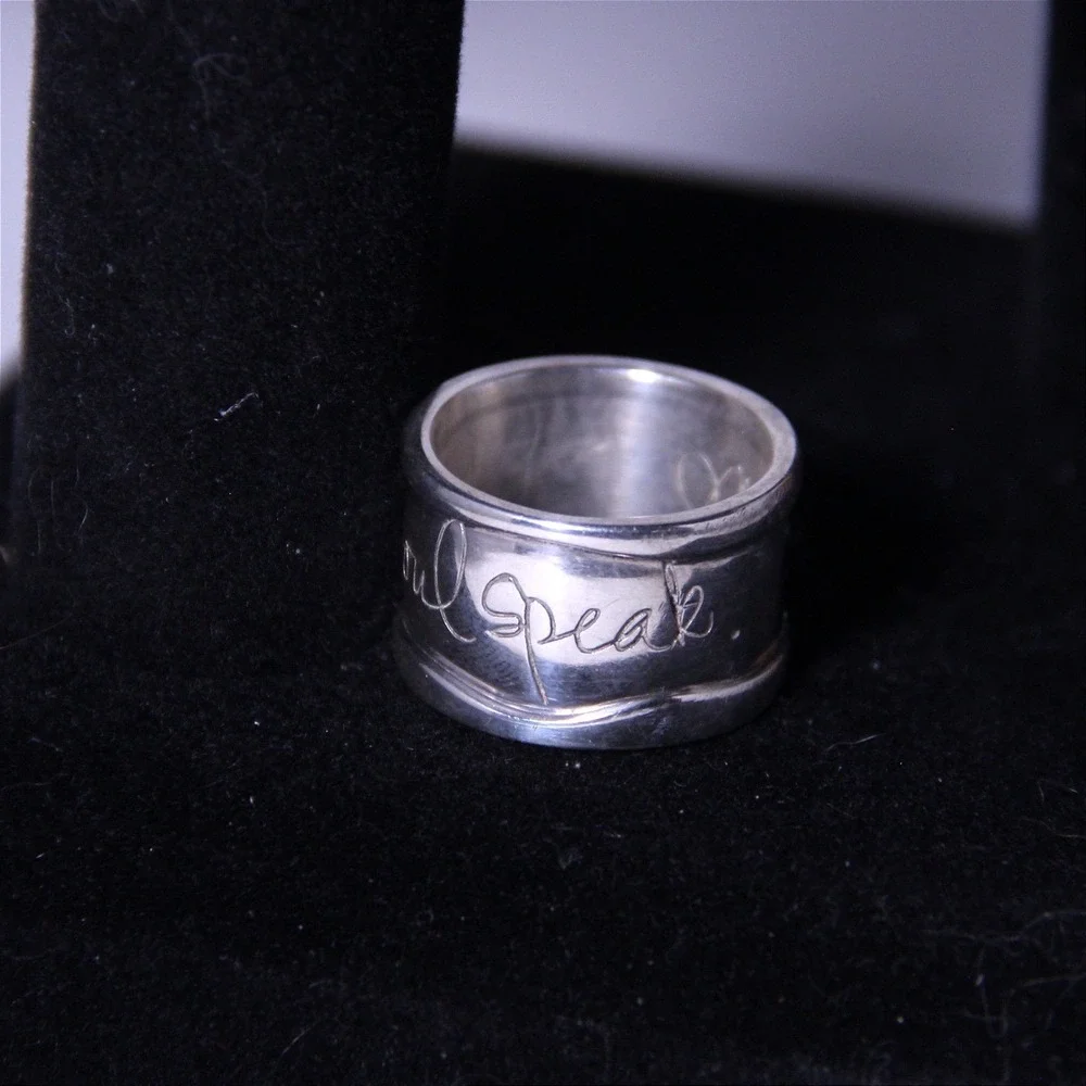 Shawns Sterling Silver Hear My Soul Speak Ring Heavy Chunky Brutalist Band 11.25